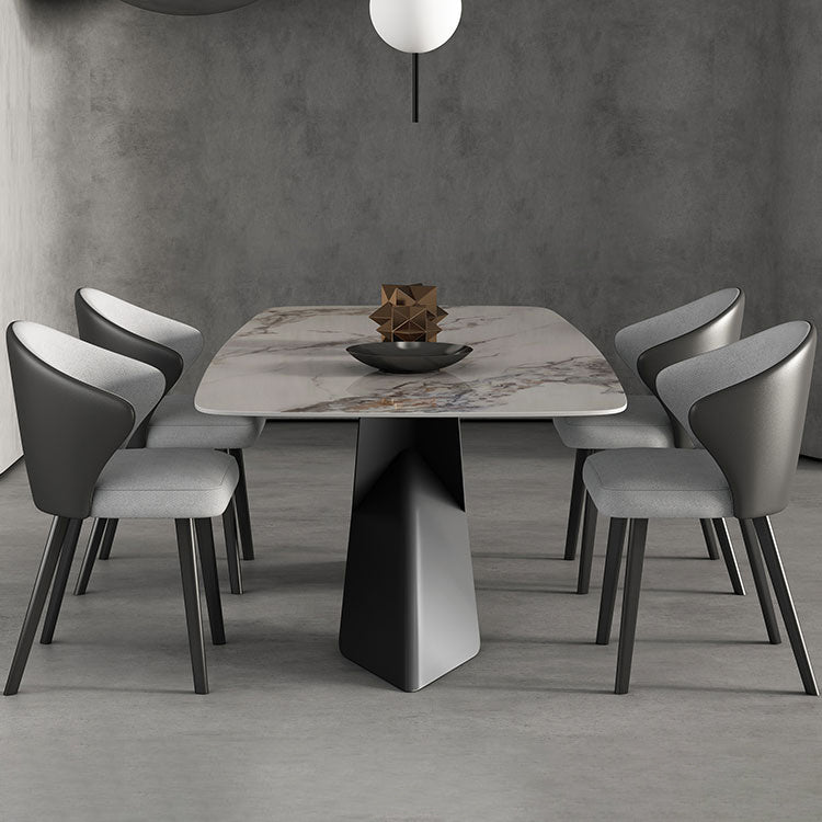 Modern Style Sintered Stone Dining Table with White Table and Pedestal Base for Home Use