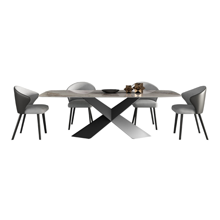 Modern Style Sintered Stone Dining Table with White Table and Pedestal Base for Home Use