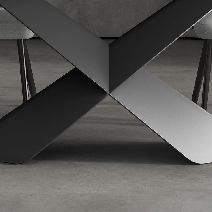 Modern Style Sintered Stone Dining Table with White Table and Pedestal Base for Home Use