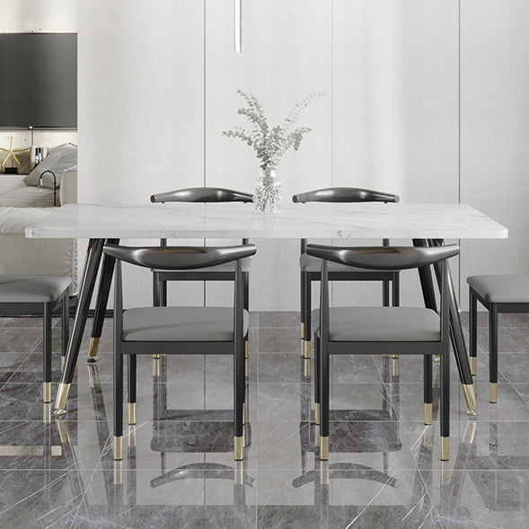 Minimalist Sintered Stone White Dining Set Standard Rectangle Shape Dining Set for Kitchen