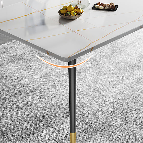 Minimalist Sintered Stone White Dining Set Standard Rectangle Shape Dining Set for Kitchen