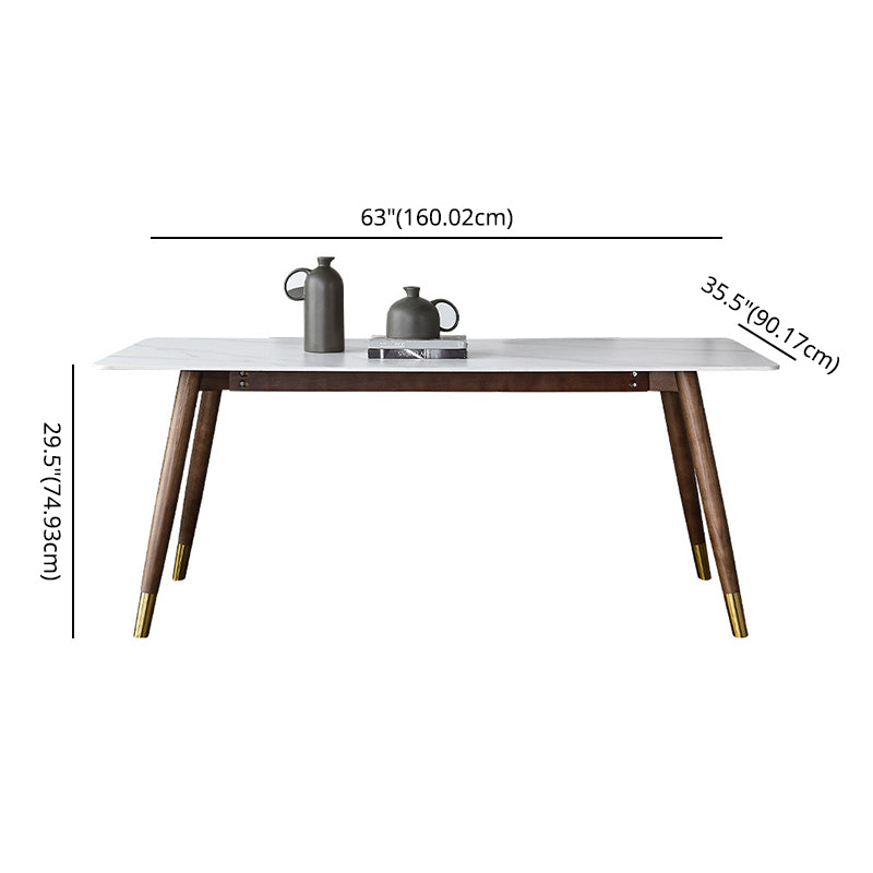 Modern Dining Room Set Rectangle Sintered Stone with 4 Legs Base Formal Kitchen Table Set