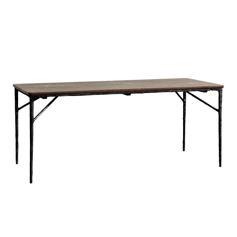 Industrial Dining Room Set with Rectangle Table and Metal Base Dining Set for Home Use