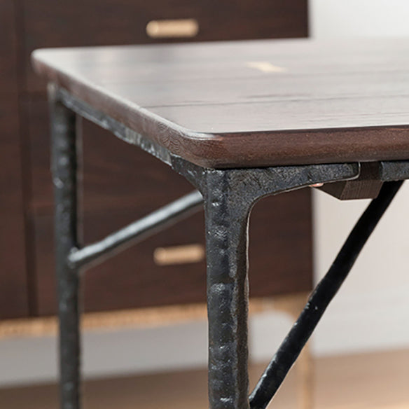 Industrial Dining Room Set with Rectangle Table and Metal Base Dining Set for Home Use