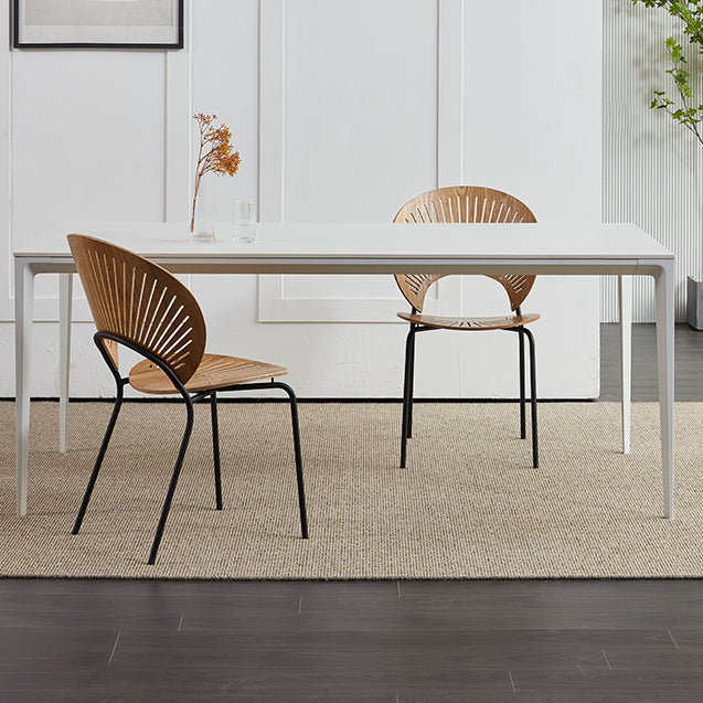 Contemporary Sintered Stone Standard Dining Set Rectangle Kitchen Dining Set in White