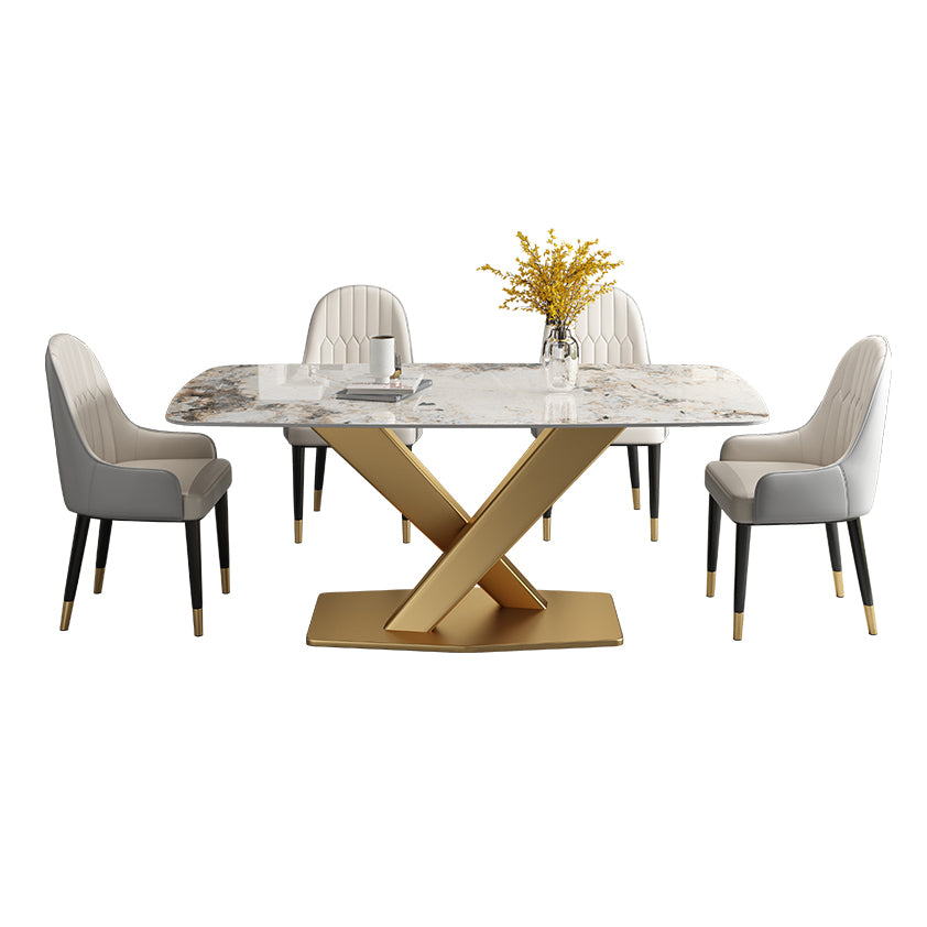 Contemporary Rectangle Shape Dining Set Sintered Stone Top Dining Table Furniture for Restaurant