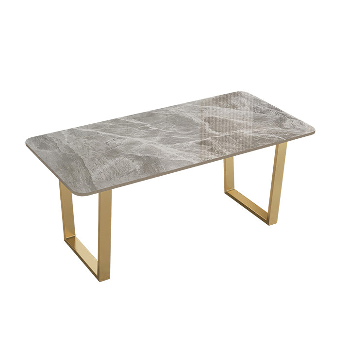 Minimalist Style Sintered Stone Dining Table Rectangular Dining Table with Metal Frame