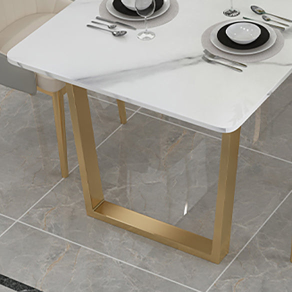 Minimalist Style Sintered Stone Dining Table Rectangular Dining Table with Metal Frame