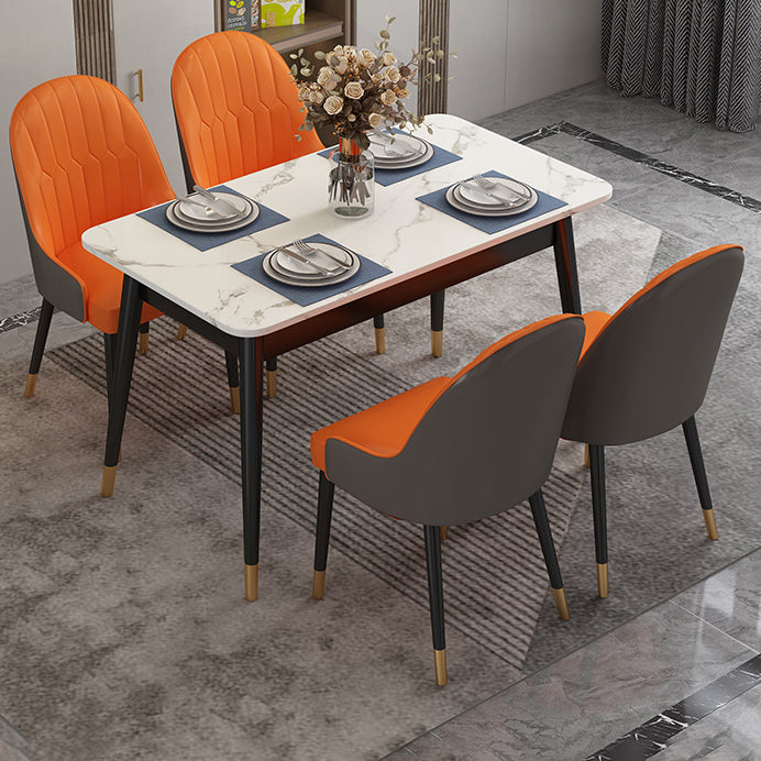 Modern Style Sintered Stone Dining Set with Rectangle Shape Dinette Set with 4 Legs Table