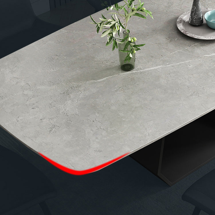 Minimalist Sintered Stone Dining Room Set with Rectangle Top and Pedestal Base Dining Furniture