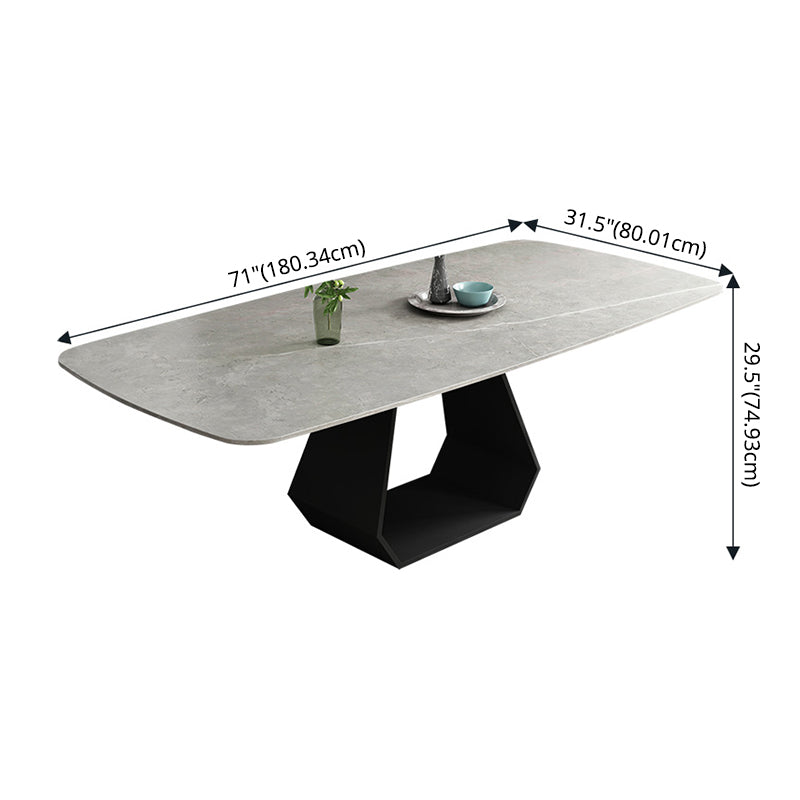 Minimalist Sintered Stone Dining Room Set with Rectangle Top and Pedestal Base Dining Furniture