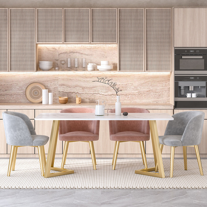 Modern Rectangle Shape White Dining Set Standard Sintered Stone Top Dining Set for Kitchen