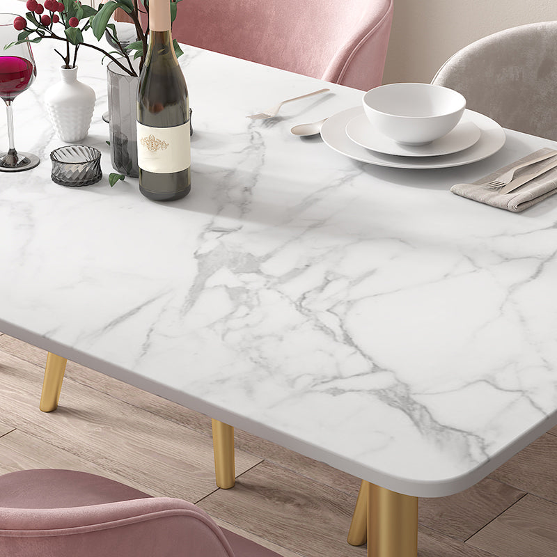 Modern Rectangle Shape White Dining Set Standard Sintered Stone Top Dining Set for Kitchen