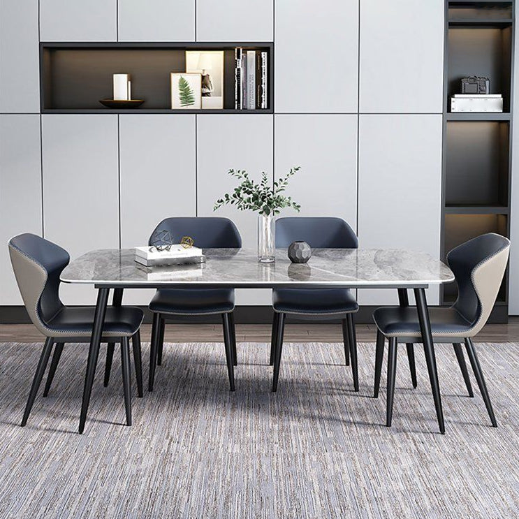 Contemporary Sintered Stone Top Gray Dining Set Rectangle Shape Standard Dining Set for Kitchen