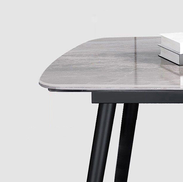 Contemporary Sintered Stone Top Gray Dining Set Rectangle Shape Standard Dining Set for Kitchen