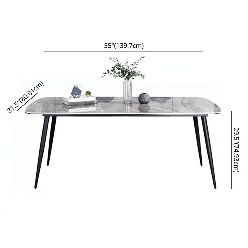 Contemporary Sintered Stone Top Gray Dining Set Rectangle Shape Standard Dining Set for Kitchen