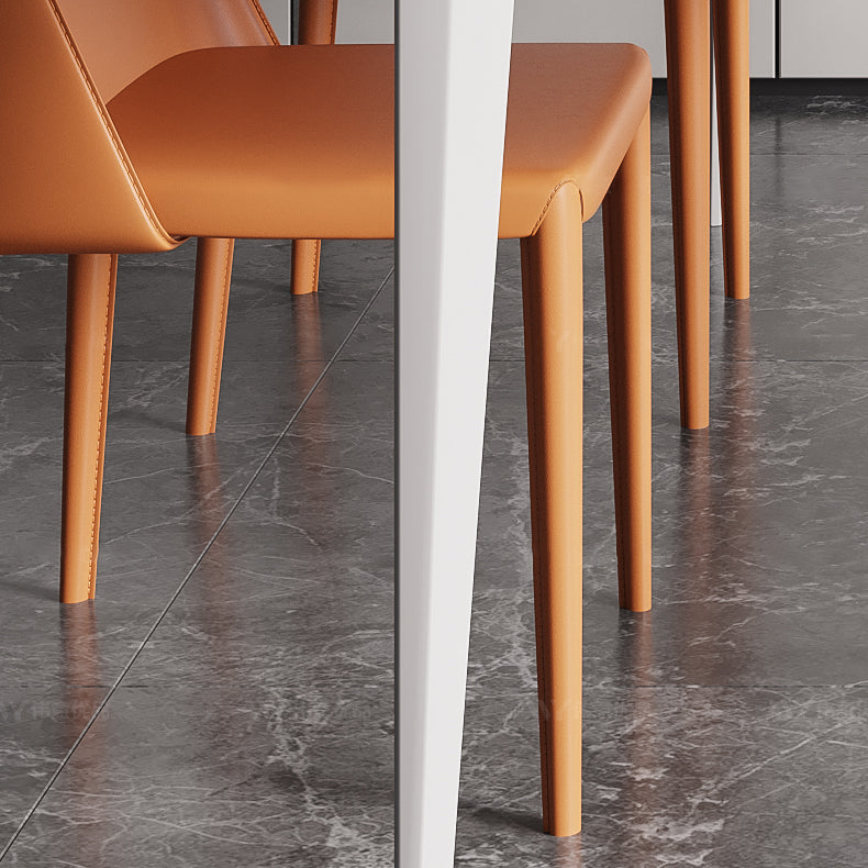 Minimalist Style Dining Room Set Sintered Stone Top Dinette Set with Metal 4 Legs Base