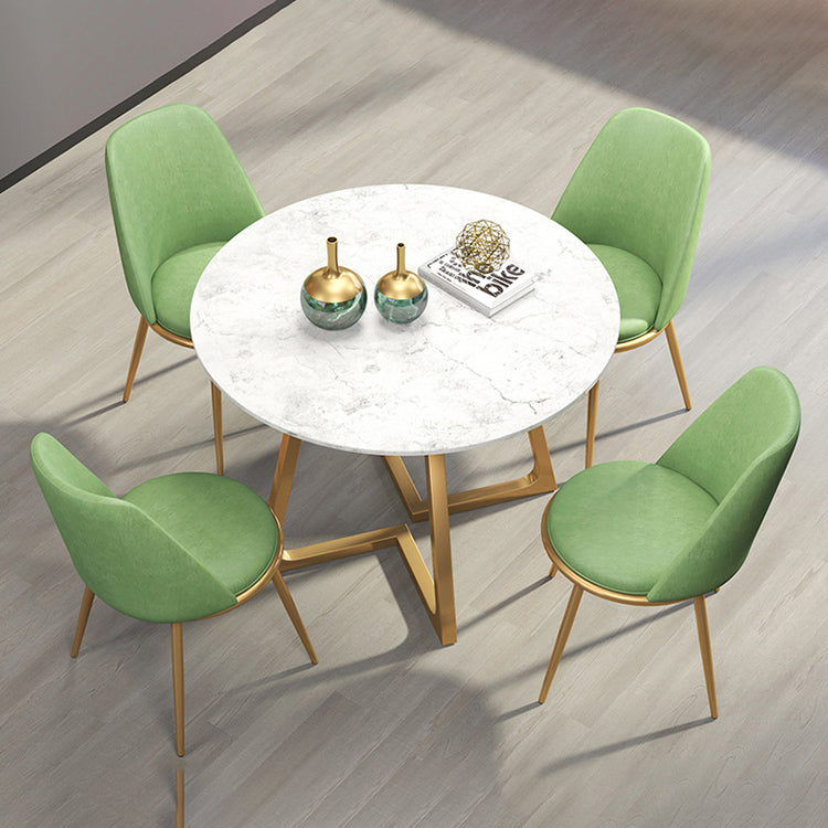 Scandinavian Style Fixed Dining Room Table Set with 4 Legs Base Dining Furniture