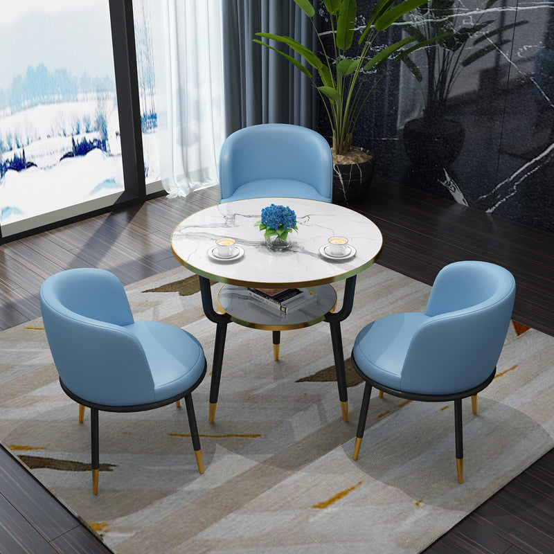 Glam Sintered Stone Dining Table Set with 3 Legs Base Dining Furniture for Home Use