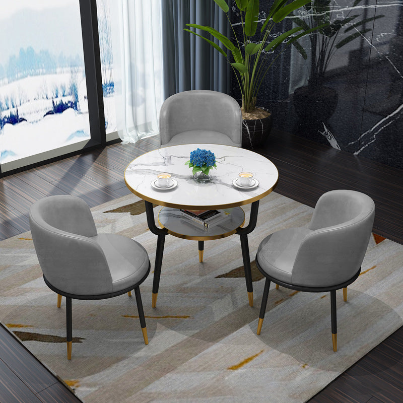 Glam Sintered Stone Dining Table Set with 3 Legs Base Dining Furniture for Home Use