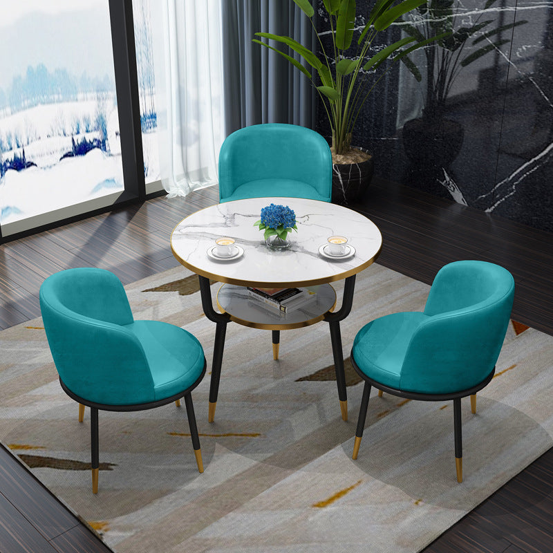 Glam Sintered Stone Dining Table Set with 3 Legs Base Dining Furniture for Home Use