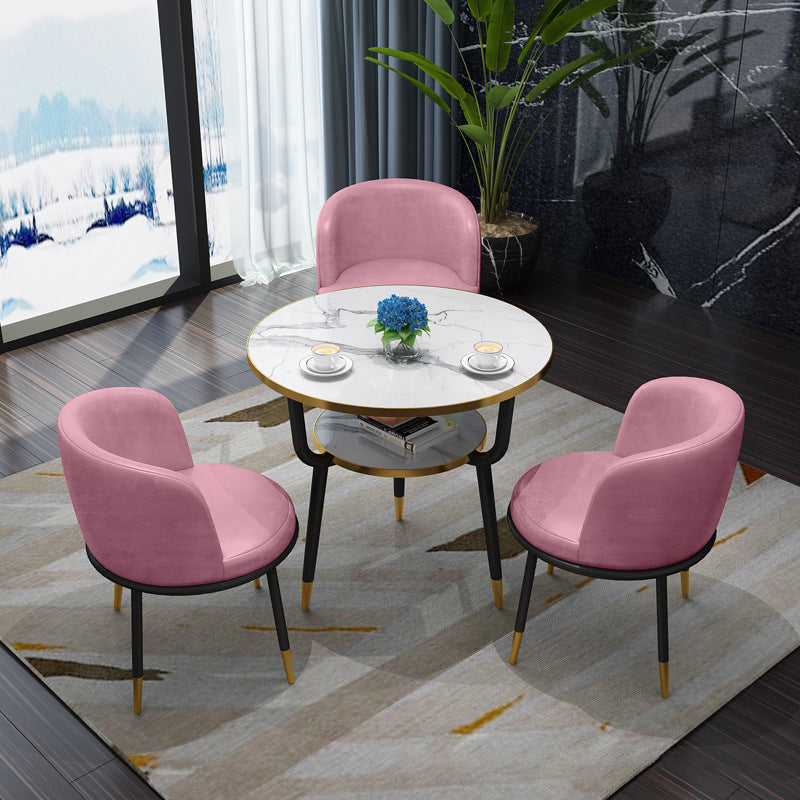 Glam Sintered Stone Dining Table Set with 3 Legs Base Dining Furniture for Home Use