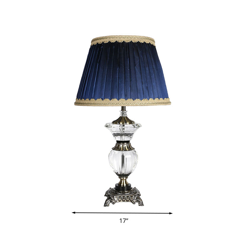Dormitorio de barril CRISTAL NIGHTA NIGHT LAMP LAMPILLA TELA 1 Luz de mesita de noche azul claro con adornos trenzados