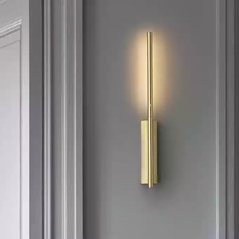 Metal Linear Wall Sconce Lighting Contemporary 1 Head Gold LED Wall Light Fixture for Bedroom