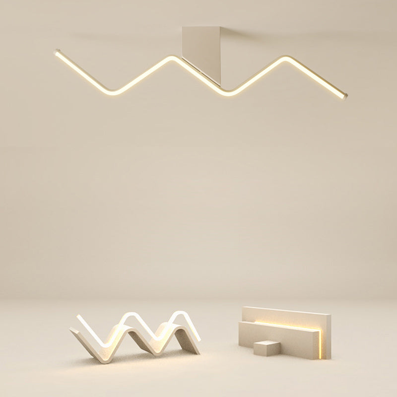 1 Light Linear Flush Mount Ceiling Light Modern Metal Ceiling Light Fixture