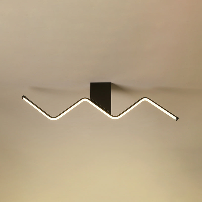 1 Light Linear Flush Mount Ceiling Light Modern Metal Ceiling Light Fixture