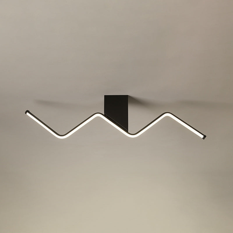 1 Light Linear Flush Mount Ceiling Light Modern Metal Ceiling Light Fixture