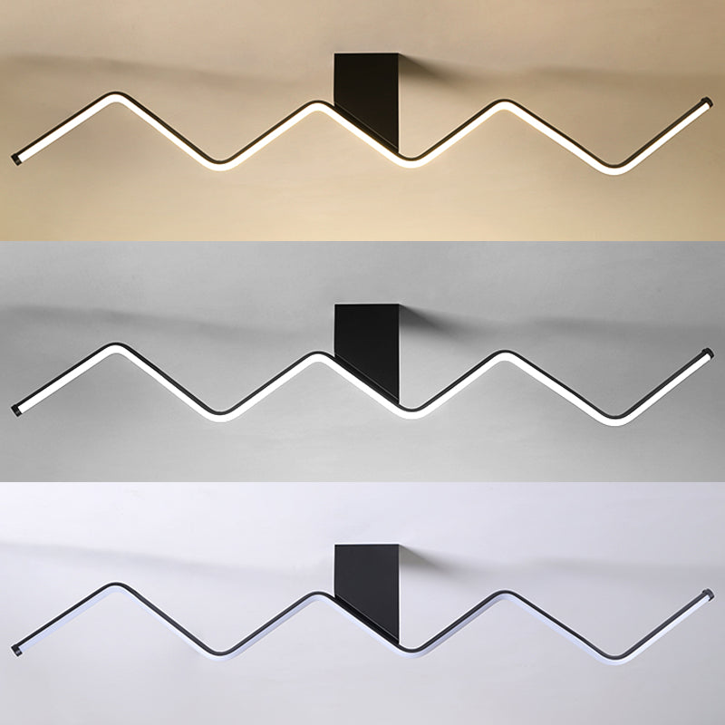 1 Light Linear Flush Mount Ceiling Light Modern Metal Ceiling Light Fixture