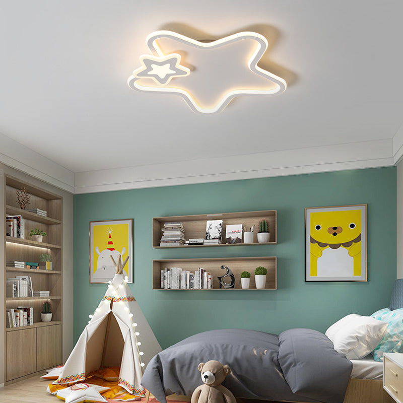 Kids Flush Mount Light Metal LED Pentagon Ceiling Mount Light Fixture for Bedroom