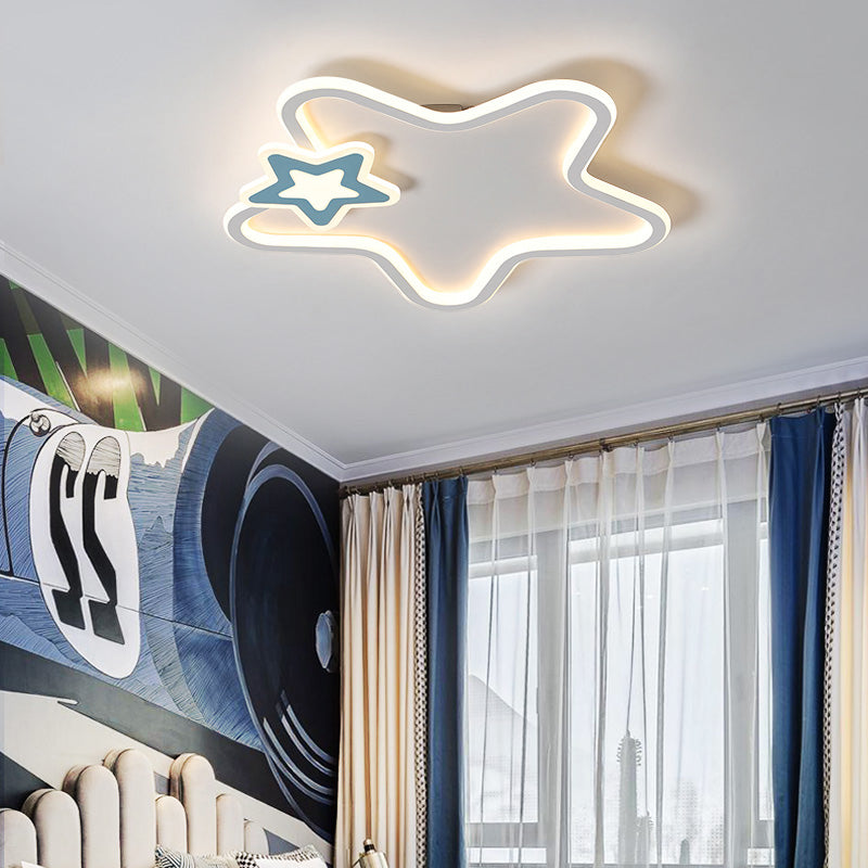Kids Flush Mount Light Metal LED Pentagon Ceiling Mount Light Fixture for Bedroom