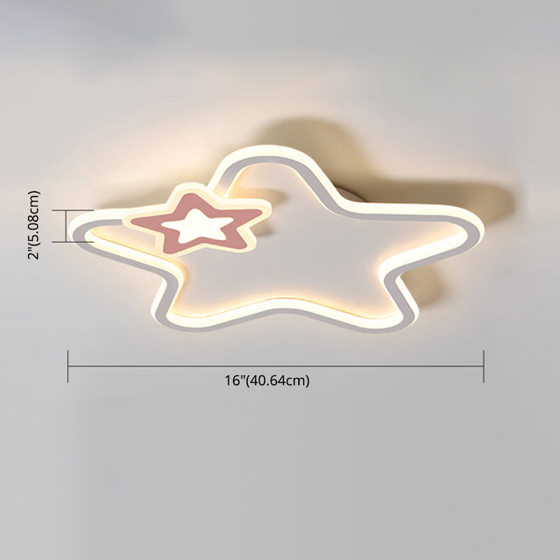 Kids Flush Mount Light Metal LED Pentagon Ceiling Mount Light Fixture for Bedroom