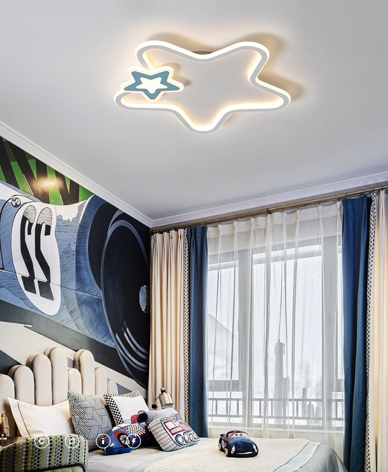 Kids Flush Mount Light Metal LED Pentagon Ceiling Mount Light Fixture for Bedroom