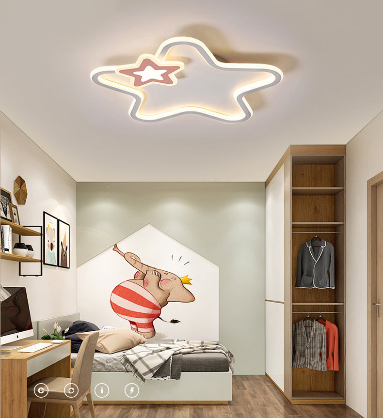 Kids Flush Mount Light Metal LED Pentagon Ceiling Mount Light Fixture for Bedroom