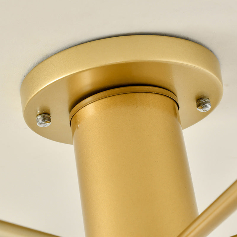 Lámpara de techo Sputnik dorada de estilo industrial retro, montaje semiempotrado de hierro forjado para sala de estar