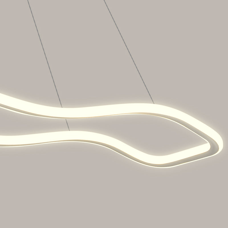 Metal Linear Island Lighting Modern Island Lighting 1 Light Pendant Lighting in White