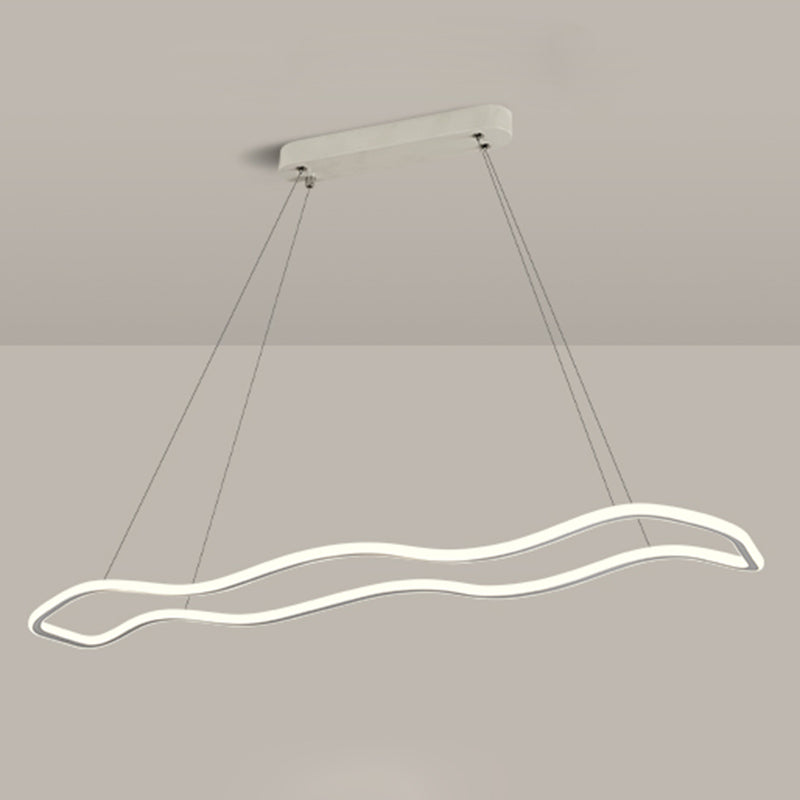 Metal Linear Island Lighting Modern Island Lighting 1 Light Pendant Lighting in White