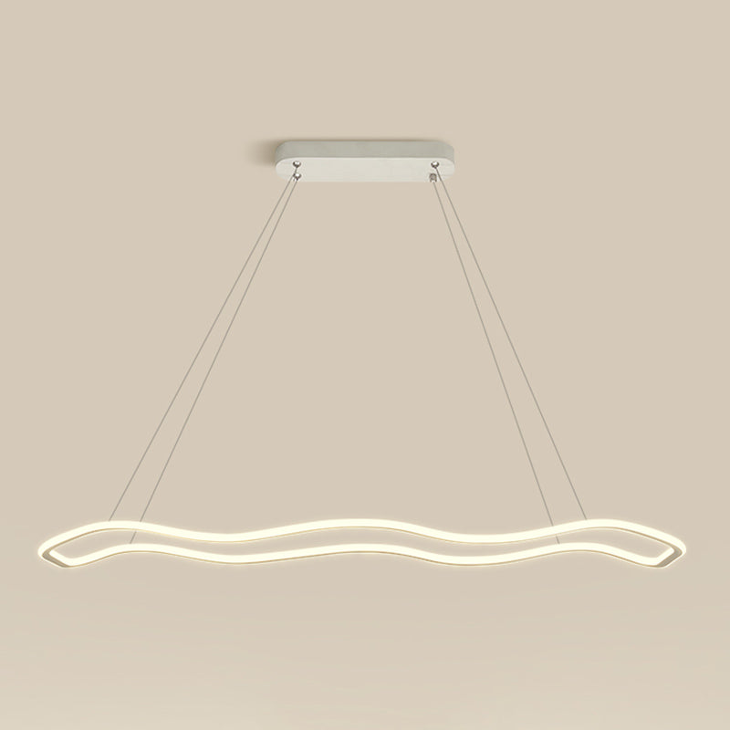 Metal Linear Island Lighting Modern Island Lighting 1 Light Pendant Lighting in White