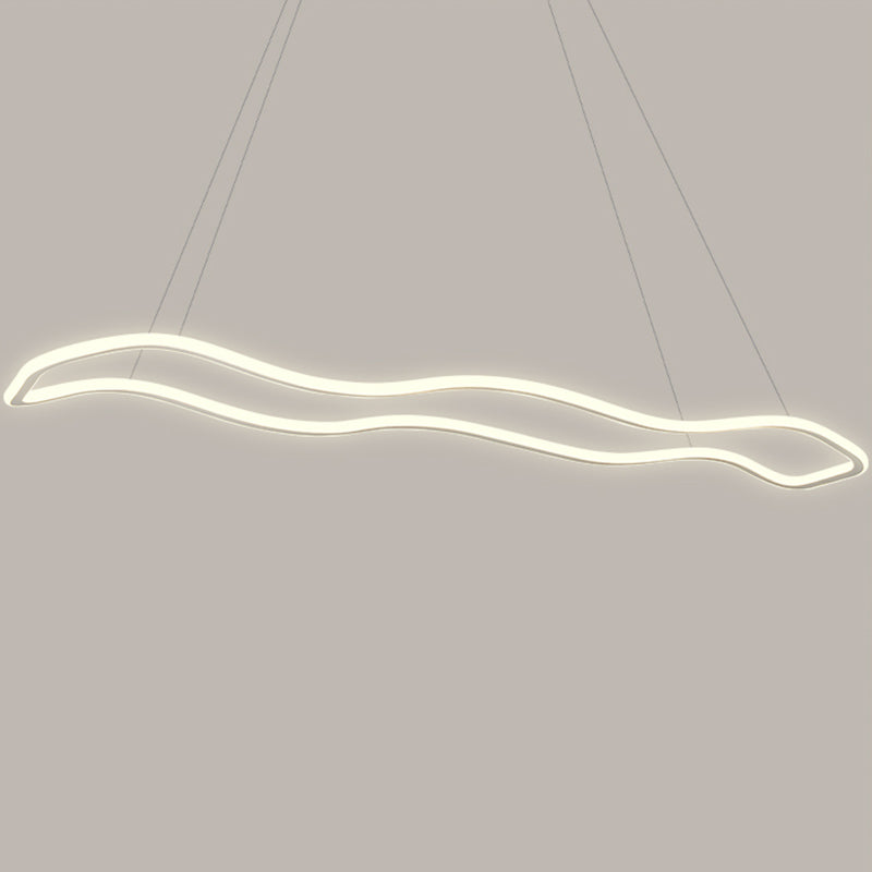 Metal Linear Island Lighting Modern Island Lighting 1 Light Pendant Lighting in White