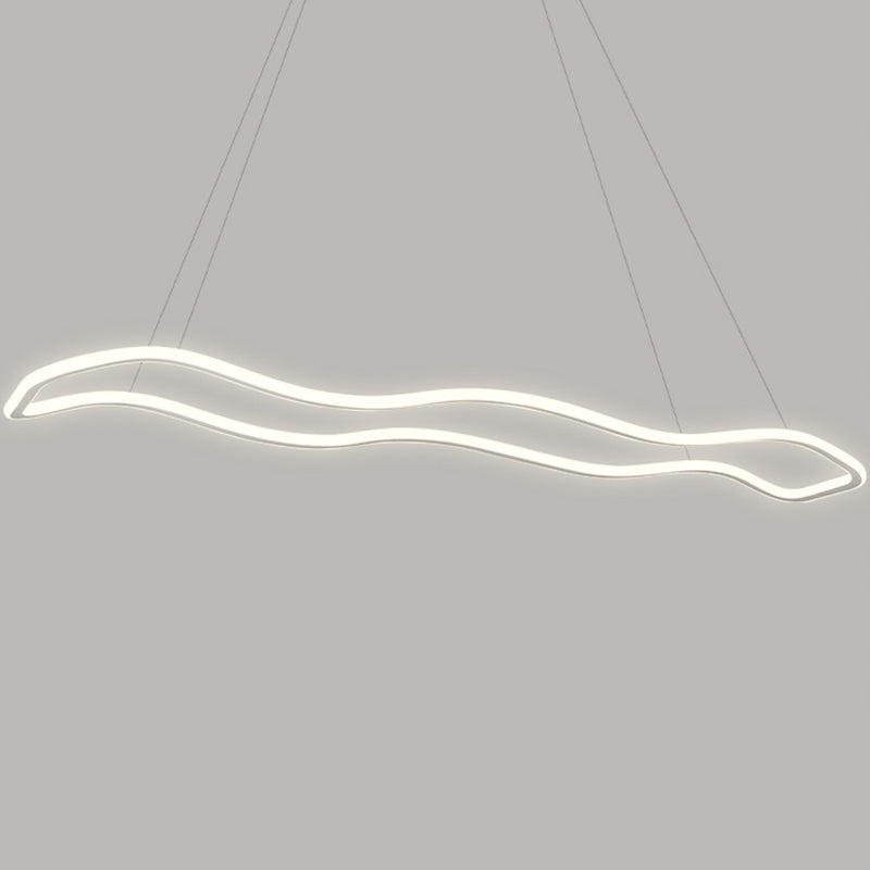 Metal Linear Island Lighting Modern Island Lighting 1 Light Pendant Lighting in White