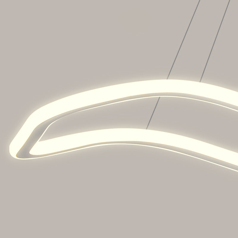 Metal Linear Island Lighting Modern Island Lighting 1 Light Pendant Lighting in White