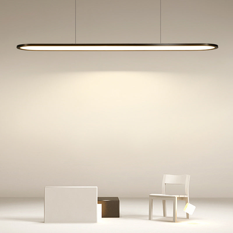 Verstelbare lengte 1 licht ovaal eilandlampen moderne kroonluchter metalen eilandverlichting in het wit