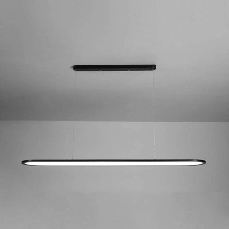 Adjustable Length 1 Light Oval island Lights Modern Chandelier Metal Island Lighting in White