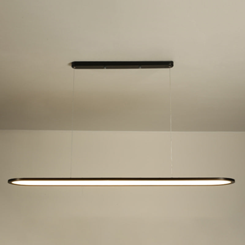 Adjustable Length 1 Light Oval island Lights Modern Chandelier Metal Island Lighting in White