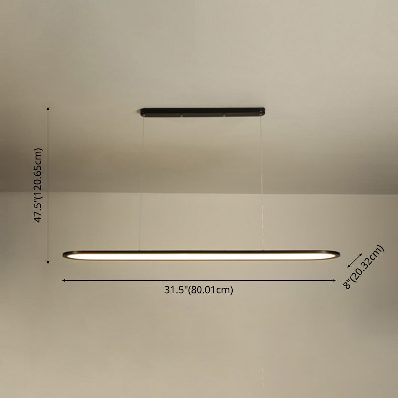 Adjustable Length 1 Light Oval island Lights Modern Chandelier Metal Island Lighting in White