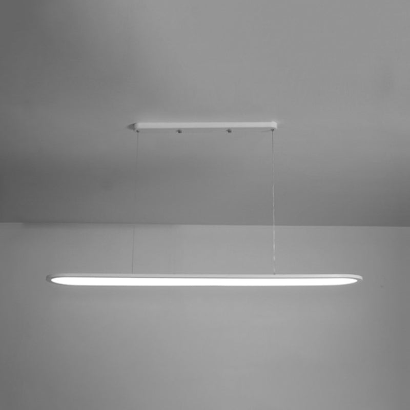 Adjustable Length 1 Light Oval island Lights Modern Chandelier Metal Island Lighting in White