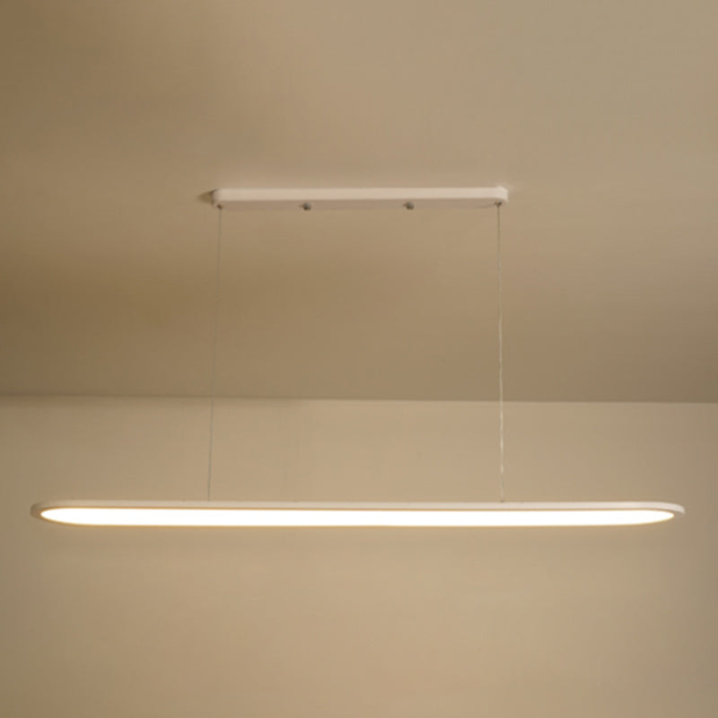 Adjustable Length 1 Light Oval island Lights Modern Chandelier Metal Island Lighting in White